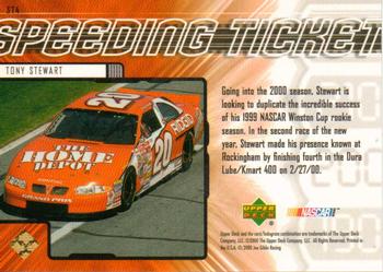 2000 Upper Deck Racing - Speeding Ticket #ST4 Tony Stewart Back