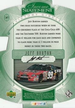2000 Upper Deck Victory Circle - Income Statement #IS2 Jeff Burton Back