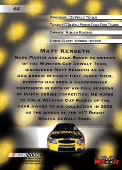 2000 Wheels High Gear #66 Matt Kenseth Back