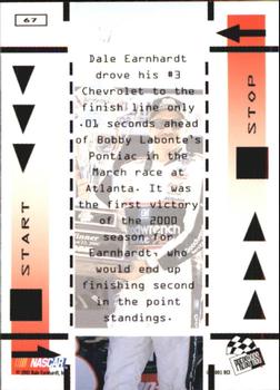 2001 Press Pass #67 Dale Earnhardt Back