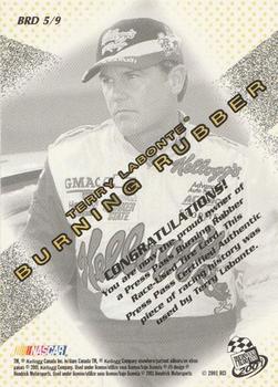 2001 Press Pass - Burning Rubber Drivers #BRD 5 Terry Labonte Back