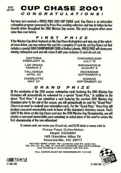 2001 Press Pass - Cup Chase #CC 4 Jeff Gordon Back