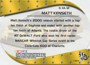 2001 Press Pass - Showman #S 3A Matt Kenseth Back