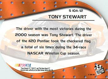 2001 Press Pass - Showman #S 10A Tony Stewart Back