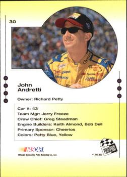 2001 Press Pass Trackside #30 John Andretti Back