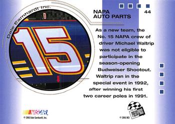 2001 Press Pass Trackside #44 Michael Waltrip's Car Back