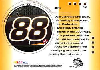 2001 Press Pass Trackside #49 Dale Jarrett's Car Back