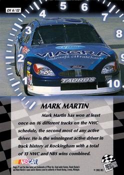 2001 Press Pass Trackside - Dialed-In #DI 6 Mark Martin Back