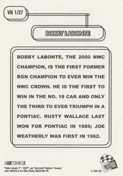 2001 Press Pass - Vintage #VN 1 Bobby Labonte Back