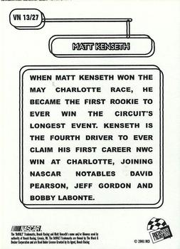 2001 Press Pass - Vintage #VN 13 Matt Kenseth Back