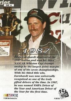 2001 Press Pass VIP - Dale Earnhardt Winston Cup Champion #DE4 Dale Earnhardt - 1987 Back