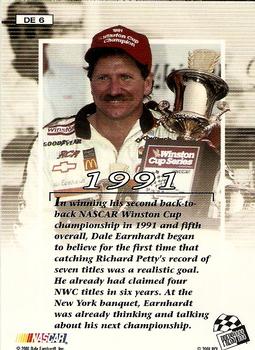 2001 Press Pass VIP - Dale Earnhardt Winston Cup Champion #DE6 Dale Earnhardt - 1991 Back