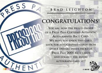2001 Press Pass - Autographs #NNO Brad Leighton Back