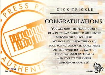 2001 Press Pass - Autographs #NNO Dick Trickle Back