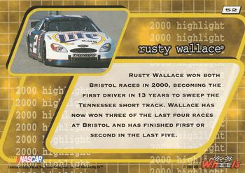 2001 Wheels High Gear #52 Rusty Wallace Back