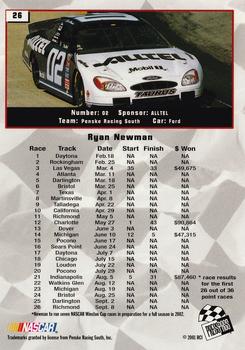 2002 Press Pass #26 Ryan Newman Back