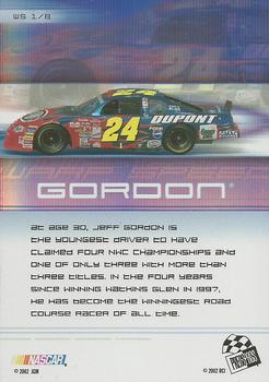 2002 Press Pass Eclipse - Warp Speed #WS 1 Jeff Gordon Back