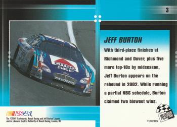 2002 Press Pass Optima #3 Jeff Burton Back