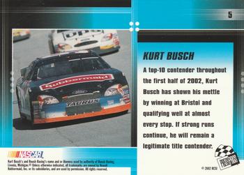2002 Press Pass Optima #5 Kurt Busch Back