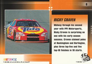 2002 Press Pass Optima #6 Ricky Craven Back