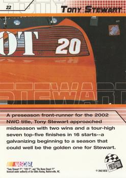2002 Press Pass Stealth #22 Tony Stewart Back
