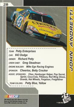 2002 Press Pass Trackside #28 John Andretti Back