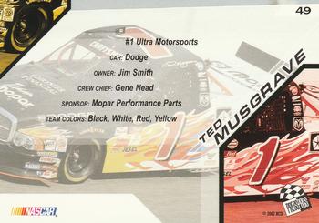 2002 Press Pass Trackside #49 Ted Musgrave Back