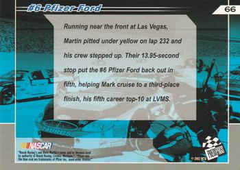 2002 Press Pass Trackside #66 Mark Martin's Car Back