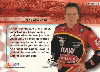 2002 Press Pass Trackside - License to Drive #LD 23 Jerry Nadeau Back
