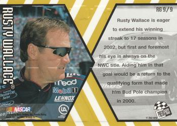 2002 Press Pass Trackside - Runnin n' Gunnin #RG 9 Rusty Wallace Back