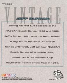 2002 Press Pass - Vintage #VN 3 Jeff Burton Back