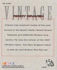 2002 Press Pass - Vintage #VN 5 Ricky Craven Back
