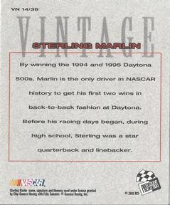 2002 Press Pass - Vintage #VN 14 Sterling Marlin Back