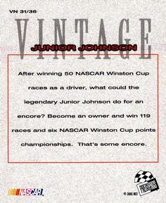 2002 Press Pass - Vintage #VN 31 Junior Johnson Back