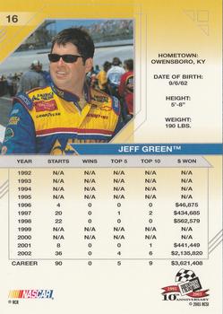 2003 Press Pass Eclipse #16 Jeff Green Back