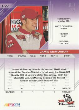2003 Press Pass Eclipse - Solar Eclipse #P27 Jamie McMurray Back
