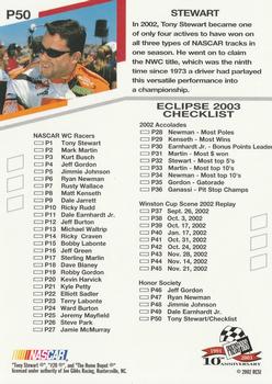2003 Press Pass Eclipse - Solar Eclipse #P50 Tony Stewart Back