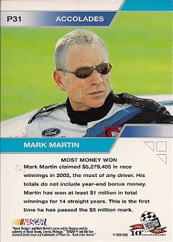 2003 Press Pass Eclipse - Solar Eclipse #P31 Mark Martin Back