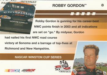 2003 Press Pass Optima #8 Robby Gordon Back