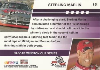 2003 Press Pass Optima #15 Sterling Marlin Back
