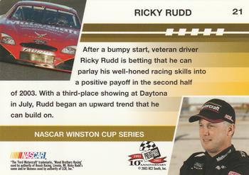 2003 Press Pass Optima #21 Ricky Rudd Back