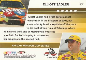 2003 Press Pass Optima #22 Elliott Sadler Back