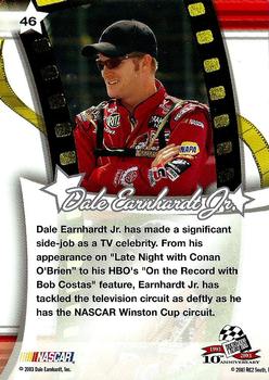 2003 Press Pass Optima #46 Dale Earnhardt Jr. TV Back