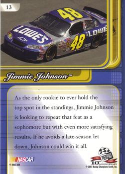 2003 Press Pass Premium #13 Jimmie Johnson Back