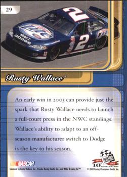 2003 Press Pass Premium #29 Rusty Wallace Back
