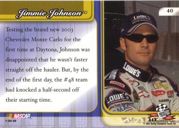 2003 Press Pass Premium #40 Jimmie Johnson's Car Back