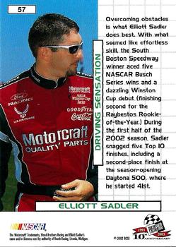 2003 Press Pass #57 Elliott Sadler Back