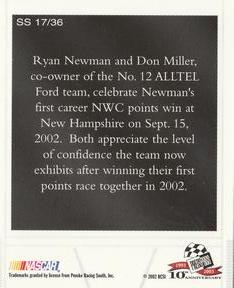 2003 Press Pass - Snapshots #SS 17 Ryan Newman Back