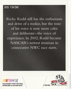 2003 Press Pass - Snapshots #SS 19 Ricky Rudd Back