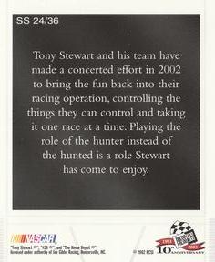 2003 Press Pass - Snapshots #SS 24 Tony Stewart Back